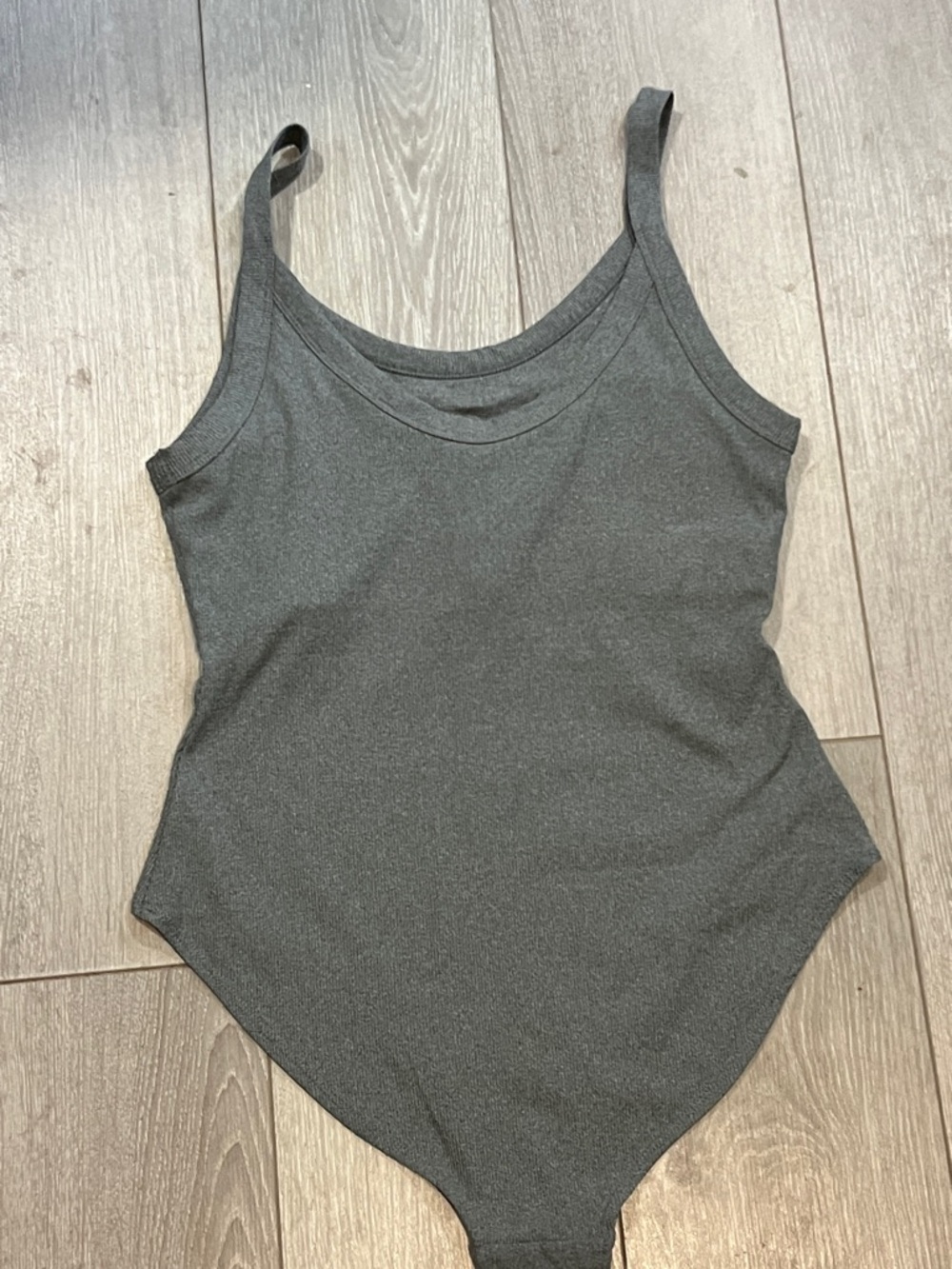 girlfriend collective Charcoal Gray Scoop Neck Tank Bodysuit